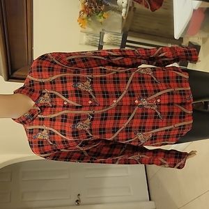 Vintage Beeches Equestrian Plaid Button Down Size 12